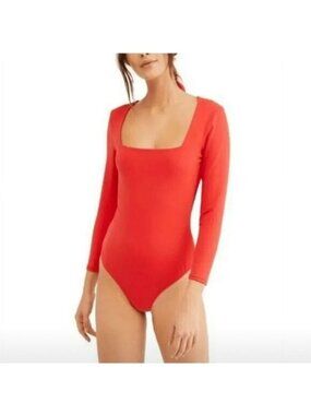 NWT Free People Truth or Square Duo Bodysuit L Flame Scarlett Stretch